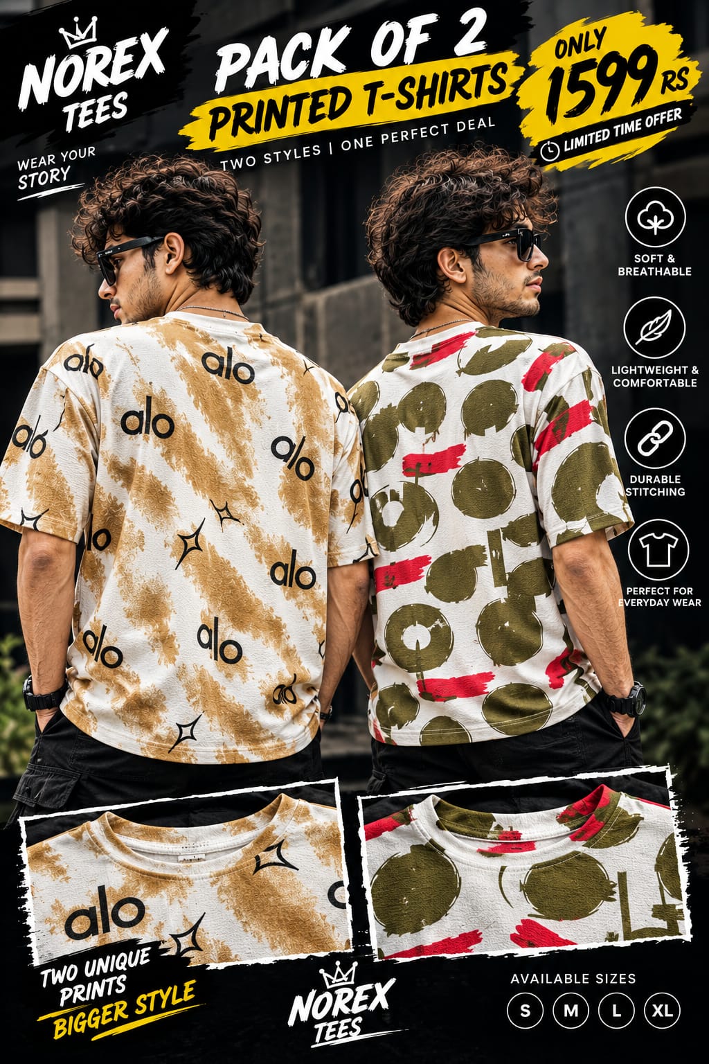 Combo Deal Pack of 2 T-shirts soft &comfortable wear