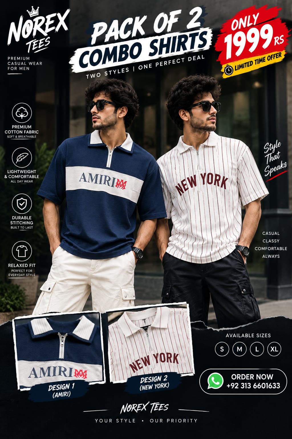 NOREX TEES Pack of 2 Combo Shirts for Men – Premium Cotton Casual Shirts