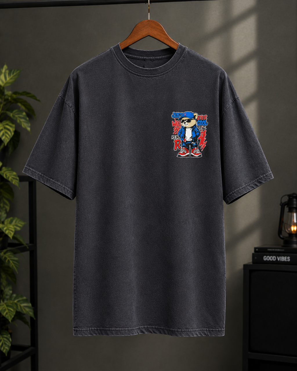 Printed Black Drop shoulder T-shirt Soft & Comfort wear