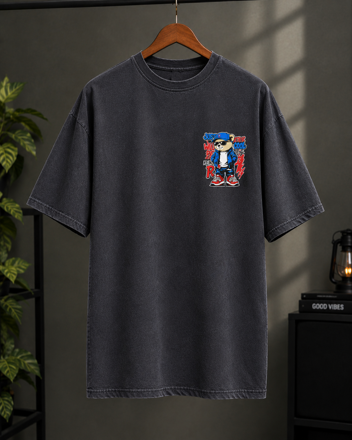 Printed Black Drop shoulder T-shirt Soft & Comfort wear