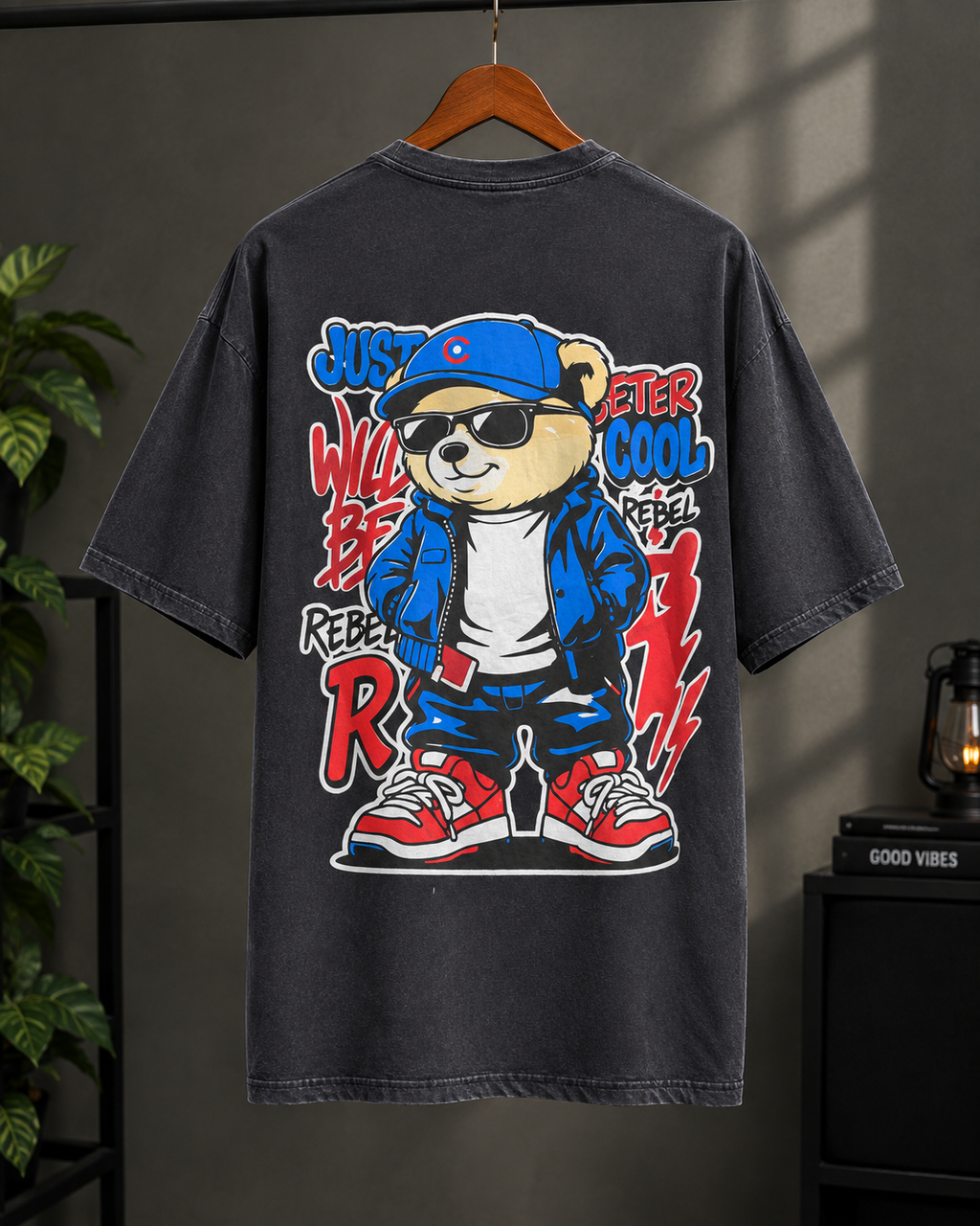 Printed Black Drop shoulder T-shirt Soft & Comfort wear