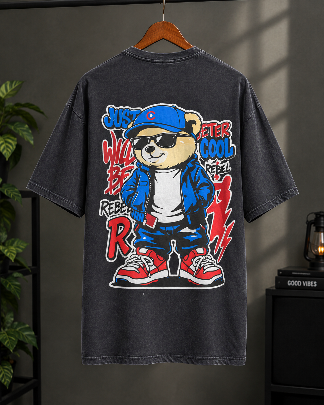 Printed Black Drop shoulder T-shirt Soft & Comfort wear